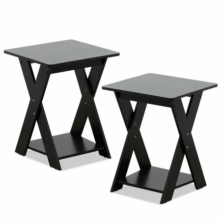 HIGHKEY Modern Simplistic Criss-Crossed End Table, Espresso - Set of 2, 2PK LR377439